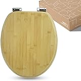SANFINO® Bambus WC Sitz mit Absenkautomatik, edle Holz-Optik und hochwertige Qualität, hoher Sitzkomfort aus nachhaltigem Echtholz, einfache Montage inkl. Montageanleitung – 'Brown'