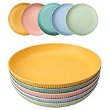 HQCM 5 Stück Wiederverwendbar Camping Teller, 23cm Großer Kompakter Hartplastik Teller​Tiefe Speiseteller Unzerbrechlich Picknickteller Set Mikrowelle Spülmaschinenfest für Party Zuhause Reise, Bunte