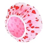 Ymapinc Duschhaube Damen Wasserdichte Duschhaube mit Frotteefutter Große Badehaube Damen Wiederverwendbare Shower Cap Rosa Haarhaube Elastische Haar Haube für Langes Dickes Haar Spa Salon