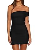 Sukiglam Kleid Damen Sexy Schulterfreies Partykleid Bodycon Minikleid Figurbetontes Sommerkleid Enges Rüschen Kleider Rückenfreies Club Kleid Kurz Elegant Off Shoulder Wickelkleid Bleistiftkleid