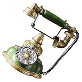 WEKADRIN Retro Wählscheiben Telefon aus Resin Antikes Schnurgebundenes Festnetztelefon Vintage Dekoration für Wohnzimmer Büro Weinregal Stilvolles Grünes Kunsthandwerk Geschenkidee