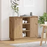 Hoopleep Modernes Sideboard mit Regal, Artisan Eiche Optik, 90x32x75 cm, Holzwerkstoff, LED-Beleuchtung, Kommode für Wohnzimmer, Esszimmer, Schlafzimmer, Stauraumschrank, Vielseitig & Stabil