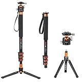 Refoni A304P Kamera-Einbeinstativ - Kompaktes Aluminium-Monopod Mit Kugelkopf Und 3-Bein Stativsockel, 183 cm, Für DSLR, Kompakte Systemkamera, Spiegellose Bis 15 kg