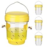 smtfcty 3 Stück Wespenfalle,Wespenfalle für draußen Wespen vertreiben Mittel gegen Wespen Wespenabwehr zum Aufstellen und Aufhängen 360 Grad Wirkung, ø9x13cm Insektenfalle Fliegenfänger Mückenfall