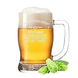 Gravur-Max Leonardo Bierkrug Taverna 0,5L mit Gravur - Zur Perfektion gereift - Wunschname - personalisiert mit Name & Datum - Spülmaschinenfest - Geschenk für Männer - Vatertag - Geburtstag