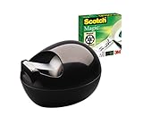 Scotch Karim Rashid Tischabroller und Scotch Magic unsichtbares Klebeband, 1 Rolle, 19 mm x 7,5 m - Nachfüllbarer Klebebandabroller für Schule, Zuhause und Büro - Schwarz