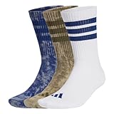 adidas Unisex Stonewash Crew Socken, 3 Paar Royal Blue/Olive Strata/White 37-39