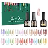 Tormay UV Nagellack Set, 23 Stück Farbgel für Gelnägel Soak Off Gel Nagellack mit Base & Glossy & Matte Top Coat, UV Shellac Nagellack für Nageldesign