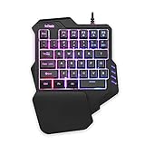 RedThunder Einhand-Gaming-Tastatur mit RGB-Hintergrundbeleuchtung und 35 Tasten Tragbare Mini Ergonomischer Gamecontroller für PC PS4 Xbox Gamer.