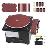 6 Zoll Band und Tellerschleifer, 3-in-1 Elektrische Mini Bandschleifer mit 26 Schleifscheiben, 7 Stufen Einstellbare Schleif und Poliermaschine für Metall, Holz, Aluminium