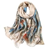STORY OF SHANGHAI Seidenschal Damen 100% Seide, 20+ Bunte Luxuriöse Schals, Warm & Weich, als Stola Seidentuch Halstuch Pashmina - 53 * 170 cm, Tinte blau