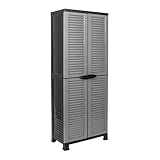 Kreher® Kunststoffschrank Universalschrank Werkstattschrank 'Star' in Schwarz/Grau. Mit verstellbaren Einlegeböden in verschiedenen Größen. (groß)