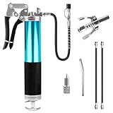 LWMTT Fettpresse Set 8000 PSI Fettpresse für Schmiernippel mit Flexschlauch und Fettpresse Mundstück Einhand Fettpresse für 400g Kartuschen Schmierpressen Manuelle Schmierpresse mit Pistolengriff-Blau