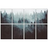 EVENRISING Schalldichte Wandpaneele, 122 x 81 x 1 cm, für Aufnahmestudio und Zuhause, besser akustisch als Schaumstoff, hochwertige schallabsorbierende Paneele, 8 Stück, Nebel Wald