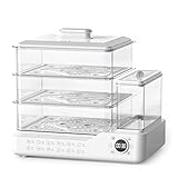 Multifunktionaler Dampfgarer mit 3 Ebenen, 800 W, 24 l, elektrischer Dampfkasten mit 1,5 l unabhängigem Wassertank, Gemüsefleischdampfer mit Display-Touchscreen, 12 Stunden Termin, grün