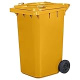 Jestic Mülltonne 120 240 mit leisen Gummirädern, für Mülltrennung, Recycling innen außen, EN840 (240 Liter, gelb)