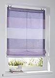 Ösenrollo Marit gestreift Rose/lila/Creme mit bunten Webstreifen Breite 45 cm x Höhe 120 cm, incl. Fensterhaken