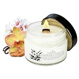 UniQandle Duftkerzen im Glas – Starker Duft, gleichmäßiges Brennen, als Geschenk geeignet – Langbrennend, Holzdocht, natürliches Wachs, 25 Stunden, Soy Wax (Almond & Vanilla)