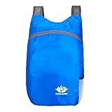 Bunte Falttasche, leichter Rucksack, Outdoor, Reisen, große Kapazität, Sportrucksack, Tennisrucksack, blau, One size