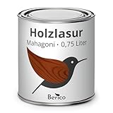 Berico Holzlasur - Mahagoni - 0,75 Liter Lasur - Wetterfeste Holzschutzlasur für Innen und Außen - Holzschutz, Wetterschutz und UV-Schutz