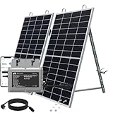 Balkonkraftwerk 800W Komplett Steckdose mit Halterung – 2×410W Bifaziale Solarmodule Schwarz, Micro Wechselrichter 800 W with 5 m AC Cable – Balkon Solaranlage Komplettset, Steckersolaranlage