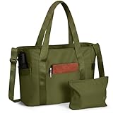 SKCOYH Shopper Tasche Damen, Arbeitstasche Damen Groß Wasserdicht mit Reißverschluss & Laptopfach, Handtasche Damen für Uni, Schule, Alltag (Grün)