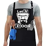 flintronic Geschenk Grillschürze für Männer, Lustige Kochschürze für Männer, Küchenschürze mit Doppeltasche zum Vatertag Weihnachten oder Geburtstag (Schwarz A)