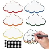 50 Stück Moderationskarten Wolken, 5 Farben Metaplankarten, Präsentationskarten Set, Karteikarten Bunt mit 50 Selbstklebenden Klettband für Büro Schule Vortrag (23 x 14cm)