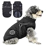 Savlot Hundejacke Winterweste Jacken Hundemantel Hundepullover Haustier Skifahren Kostüm Ärmellose Baumwolle Gepolsterte Weste Mit Brustgurt Gurt - Schwarz, M