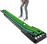 Asgens Golf Putting Trainer (3 Bälle frei), zweifarbige Grasgolfmatte mit kugelverdickter Rücklaufbahn und automatischer Funktion. Übung drinnen und draußen für Anfänger und Amateure