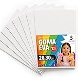 OFITURIA Moosgummi für Bastelarbeiten und Schulprojekte, Farbiges Schaumstoff ideal für DIY, Dekoration, Scrapbooking und kreative Projekte 20x30cm (Weiß, 5 Stk)