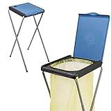 ONVAYA® Müllsackständer bis 120 Liter mit Deckel | Blau | Stabiler höhenverstellbarer Müllsackhalter aus Metall für den gelben Sack