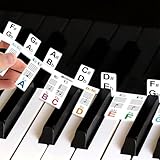 GHPKOTW 1 Stück Abnehmbare Klaviertastatur Etiketten, Klaviernoten, Führungsetiketten Für Anfänger, 88 Tasten,Volle Größe, Silikon-Klavierschlüssel,Musiknoten,Buchstabenetikett, Wiederverwendbar