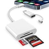 Dalimee SD Kartenleser USB C Lightning für iPhone, Apple MFi Certified, SD Card Reader mit SD und Micro SD/TF Kartensteckplatz, Plug-and-Play, Kartenlesegerät für iPhone15/16/17/iPad/MacBook/Laptop