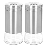 Salz und Pfefferstreuer mit Edelstahl Einstellbaren Löchern Deckel 2er Set Salzstreuer Glas Gewürzstreuer, Gewürzgläser für Küche, BBQ, Wohnmobil