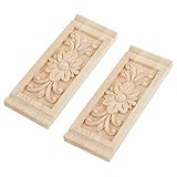 SUPERFINDINGS 2Stk Holz Geschnitzte Applique Frame Onlay Unlackierte Möbel Dekoration Rechteck Muster Für Home Door Cabinet Decoration 160x60x9.5mm
