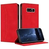 Mo-Beauty Hülle Kompatibel mit Samsung Galaxy Note 8, Handyhülle Samsung Note 8, Galaxy Note 8 Hülle, PU Leder Flip Klappbare Schutzhülle Magnet Ledertasche Klapphülle für Samsung Note 8(Rot)