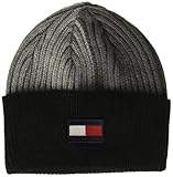 Tommy Hilfiger Herren Ribbed Cuff Hat Beanie-Mütze, Flagge in Heather Grey, Einheitsgröße