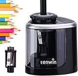 Tihoo tenwin Bleistiftspitzer, elektrischer Bleistiftspitzer mit langlebiger Klinge zum schnellen Anspitzen, batteriebetriebener automatischer Anspitzer für Bleistifte Nr.2/Farbstifte (6-8mm), Schwarz