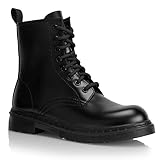 Procity Damen 8 Eyelet Stiefelette mit dem Blockabsatz und seitlichem Reißverschluss Combat Boots Ankle Boots Black 39