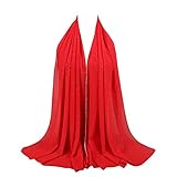 Zaubertrick Kinder Weiches Chiffon-Kopftuch für Frauen, Frühling, langer Schal, muslimischer Hijab Jonglieren (Red, One Size)