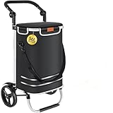 KESSER® Einkaufstrolley klappbar mit 56L Kapazität und belastbar bis 50kg | 3in1 Trolley Sackkarre & Umhängetasche | Faltbarer Einkaufswagen inkl. Kühlfach & Einkaufschip | Treppensteiger Schwarz