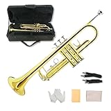 YoungMonic Standard Bb-Trompeten-Set für Anfänger oder Schüler mit hartem Transportkoffer, 7C-Mundstück, Reinigungstuch und Handschuhen