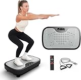 JOROTO JV30 Vibrationsplatte | Ganzkörper-Workout für zu Hause | 9 Schüttelmodi | 99 Vibrationsstufen | mit Widerstandsbändern Fernbedienung | Belastbarkeit 150kg | Gewichtsverlust | Toning