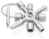 KNIPEX TwinKey Schaltschrankschlüssel, für gängige Schließsysteme, 10 Profile, 2 Kreuze, 1 Schlüssel, Universalschlüssel, Kreuzschlüssel, 00 11 01