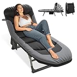 Campingbett Klappbar Feldbett XXL - Campingliege Extra Breit 190x65x30cm, Camping Bett Faltbar Leicht - Gartenliege 6-Fach Verstellbar Rückenlehne, Karpfenliege für Outdoor Indoor Garten (Schwarz)