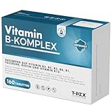 T-Rex Integratori, Vitamin-B-Komplex 160 Vegane Tabletten (5 Monate Versorgung) – Hochdosiertes Vitamin B12, Folsäure, Biotin, Niacinamid – Immunsystem-Unterstützung für Männer, Frauen und Jugendlic