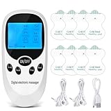 DAJASD TENS/EMS Gerät Schmerztherapie, 2 Kanäle TENS Reizstromgerät mit 6 Modi und 11 Intensitäten, Muskelstimulator mit 8 Stück Elektroden Pads für Muskelaufbau Schmerzlinderung Muskelumerzieh