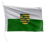FLAGLY Premium Bootsfahne Sachsen 20 x 30 cm - 115g/m² Stoffgewicht - gedruckt, robust mit Strick & Schlaufe, Bootszubehör Motorboot (20 x 30 cm - Sachsen)