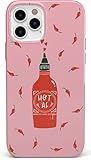Casely Hülle Kompatibel mit iPhone 12/12 Pro | Spicy AF | Pink Chili Hot Sauce Hülle